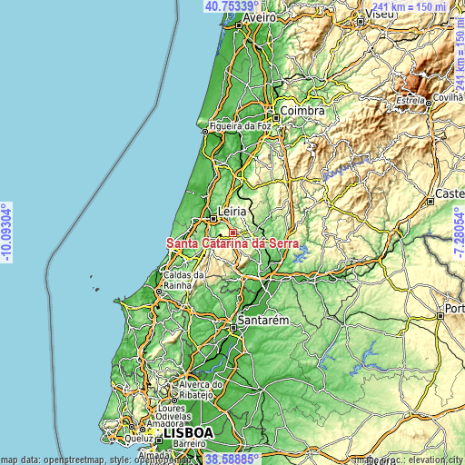 Topographic map of Santa Catarina da Serra
