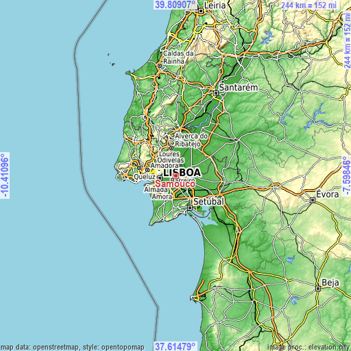 Topographic map of Samouco