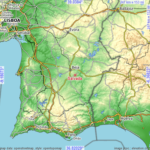 Topographic map of Salvada