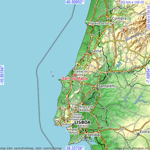 Topographic map of Salir de Matos