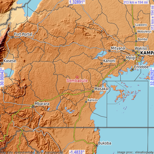 Topographic map of Sembabule