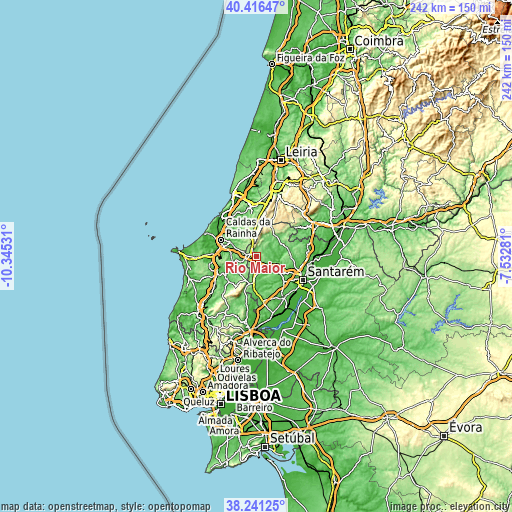 Topographic map of Rio Maior