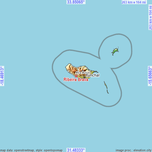 Topographic map of Ribeira Brava