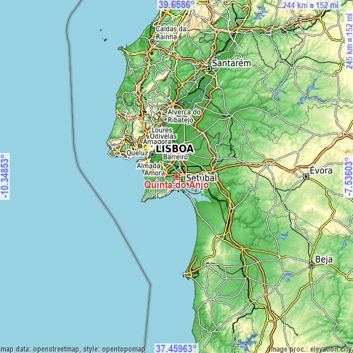 Topographic map of Quinta do Anjo