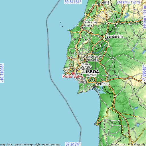 Topographic map of Porto Salvo