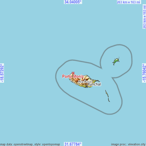 Topographic map of Porto Moniz