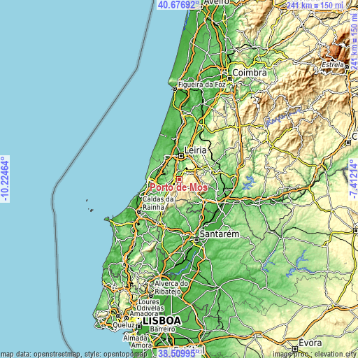 Topographic map of Porto de Mós