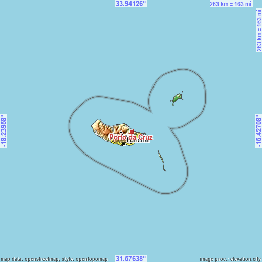 Topographic map of Porto da Cruz