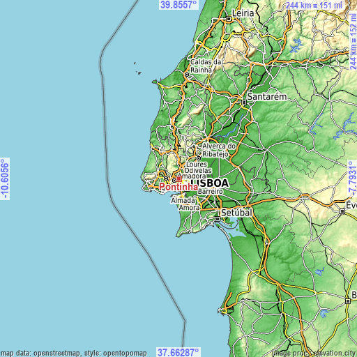 Topographic map of Pontinha