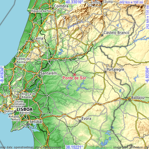 Topographic map of Ponte de Sôr
