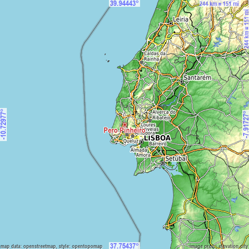 Topographic map of Pero Pinheiro