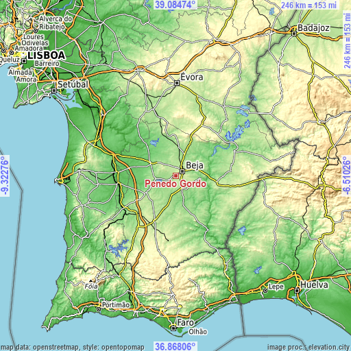 Topographic map of Penedo Gordo