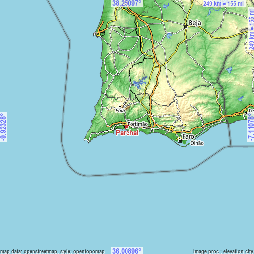 Topographic map of Parchal