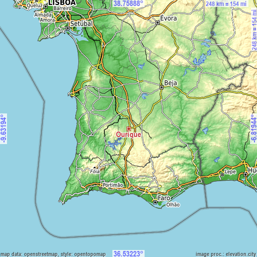Topographic map of Ourique