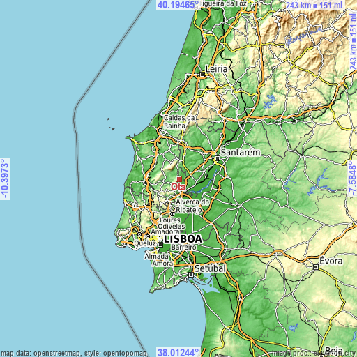 Topographic map of Ota