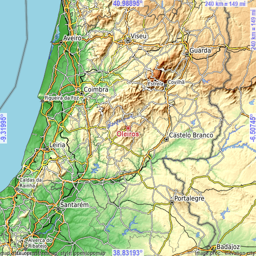 Topographic map of Oleiros