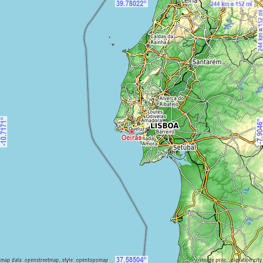 Topographic map of Oeiras