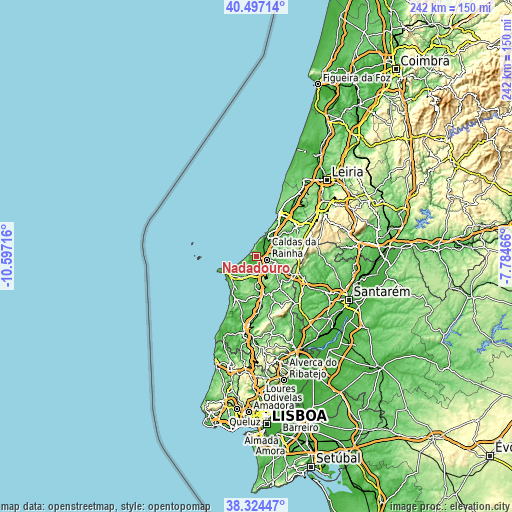 Topographic map of Nadadouro