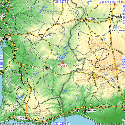 Topographic map of Moura