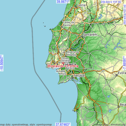 Topographic map of Moscavide e Portela