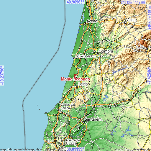 Topographic map of Monte Redondo