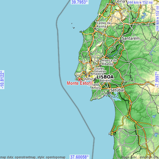 Topographic map of Monte Estoril