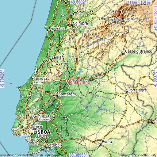 Topographic map of Montalvinho