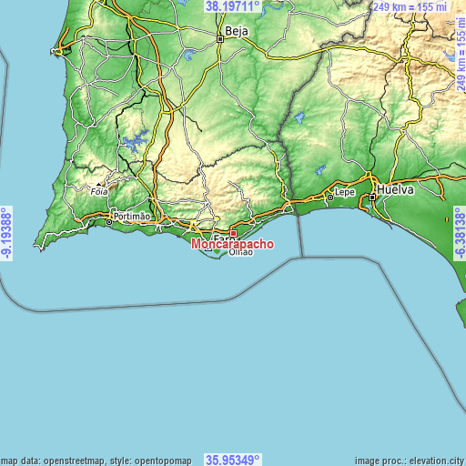 Topographic map of Moncarapacho