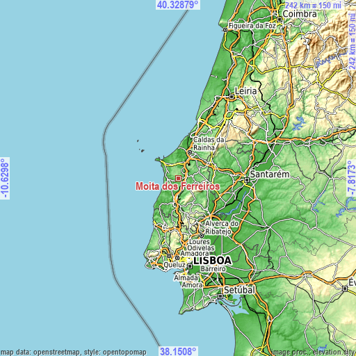 Topographic map of Moita dos Ferreiros