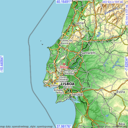 Topographic map of Meca