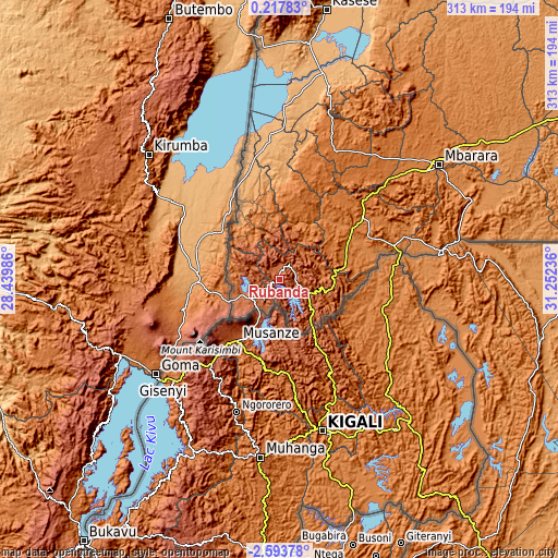 Topographic map of Rubanda