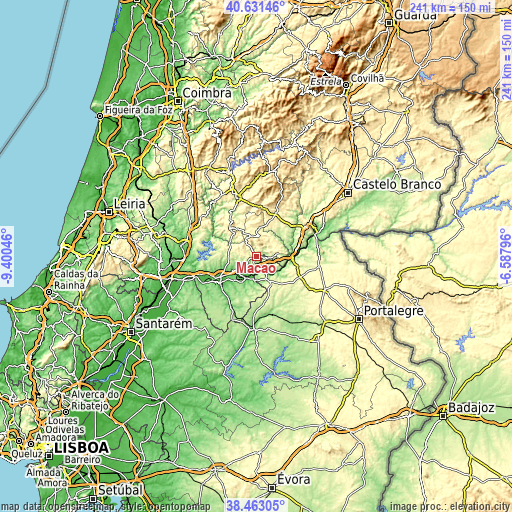 Topographic map of Mação