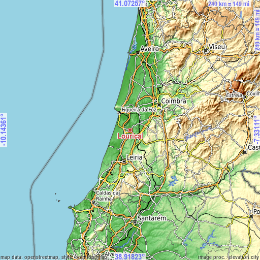Topographic map of Louriçal