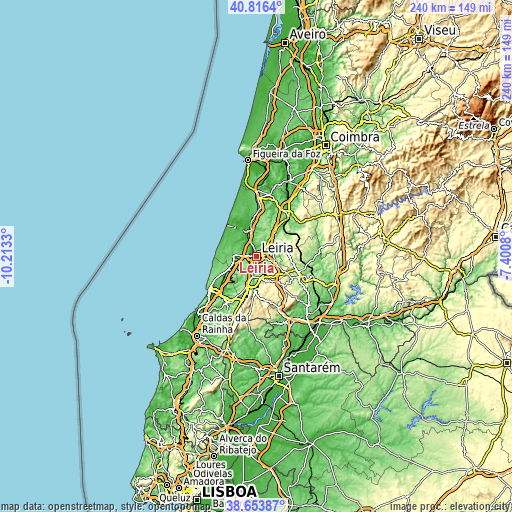 Topographic map of Leiria