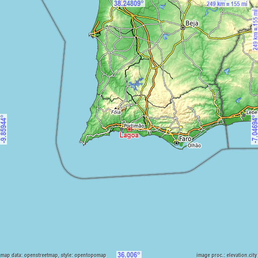Topographic map of Lagoa