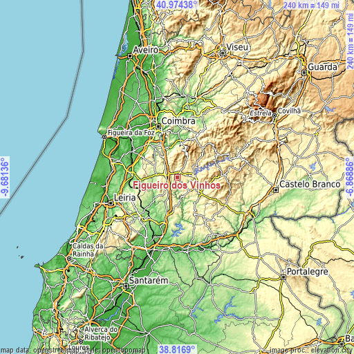 Topographic map of Figueiró dos Vinhos