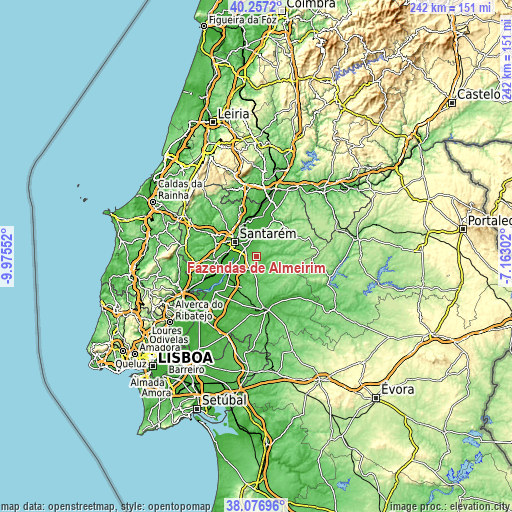 Topographic map of Fazendas de Almeirim