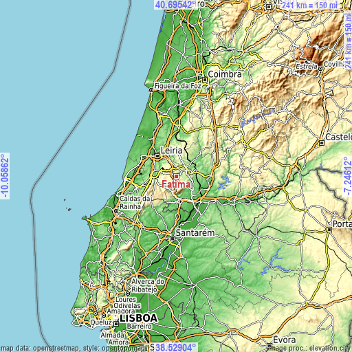Topographic map of Fátima