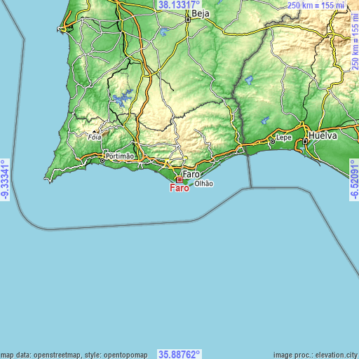 Topographic map of Faro