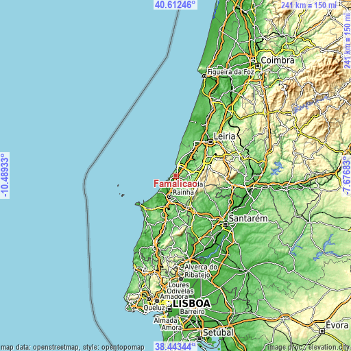 Topographic map of Famalicão