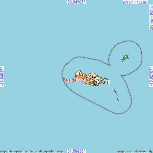 Topographic map of Fajã da Ovelha