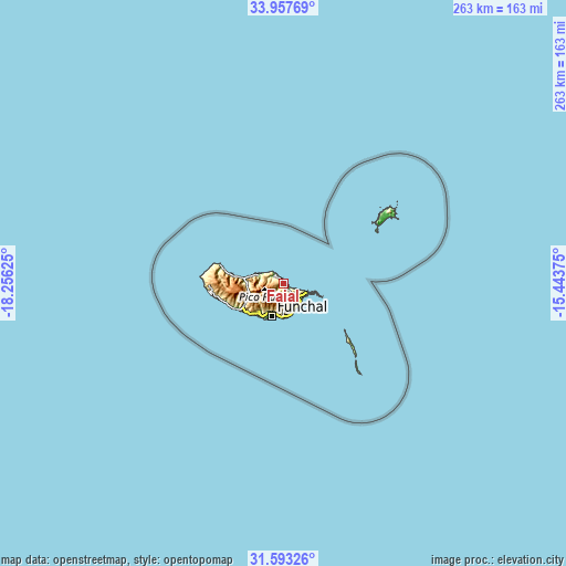 Topographic map of Faial