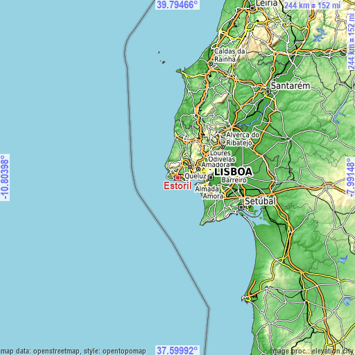 Topographic map of Estoril