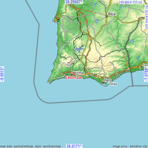 Topographic map of Estômbar