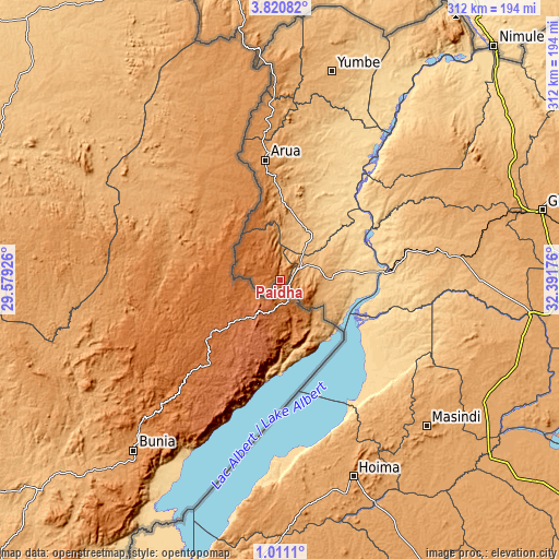 Topographic map of Paidha