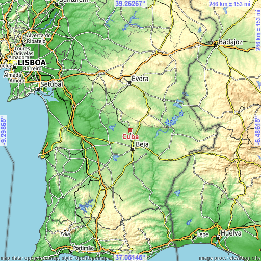 Topographic map of Cuba