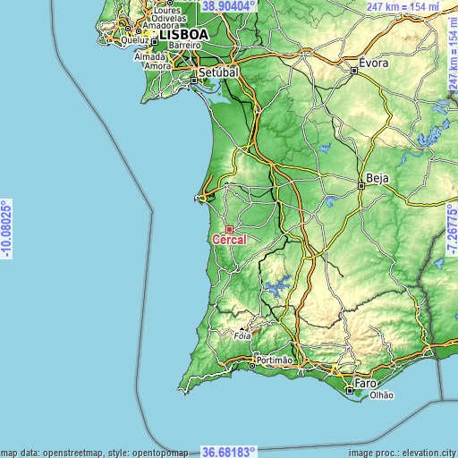 Topographic map of Cercal