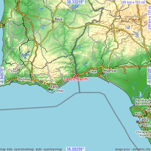 Topographic map of Castro Marim