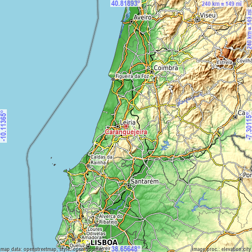 Topographic map of Caranguejeira