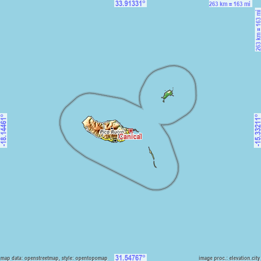 Topographic map of Caniçal